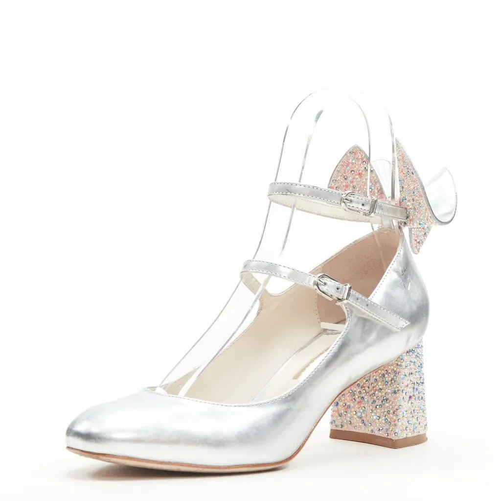 Sophia Webster Silver Butterfly Heels Silver Leather Fair - Back View