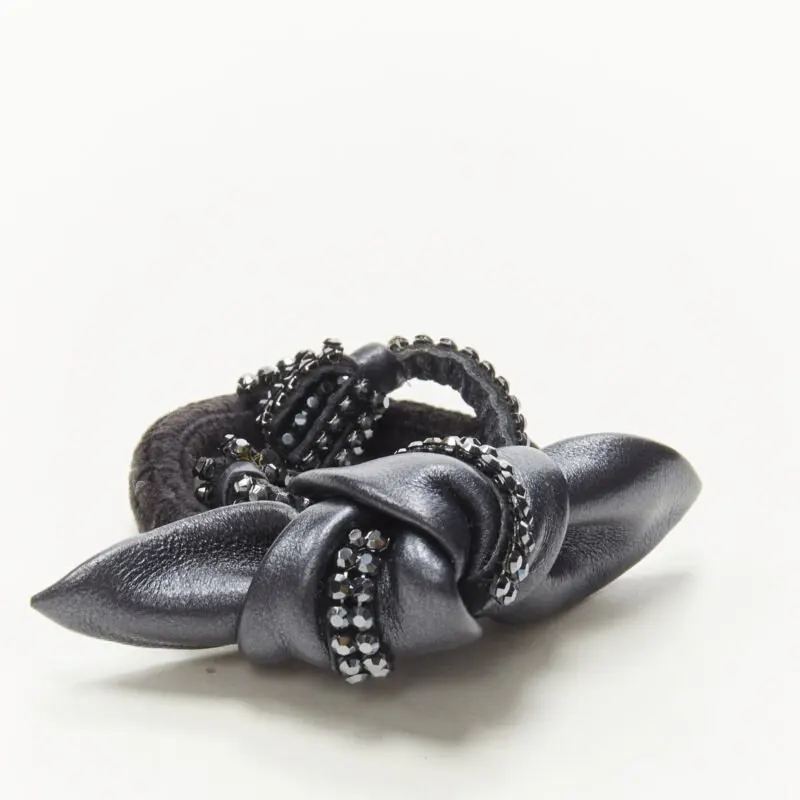 Unsigned Silver Tassel Hair Tie Black Never worn - Back View