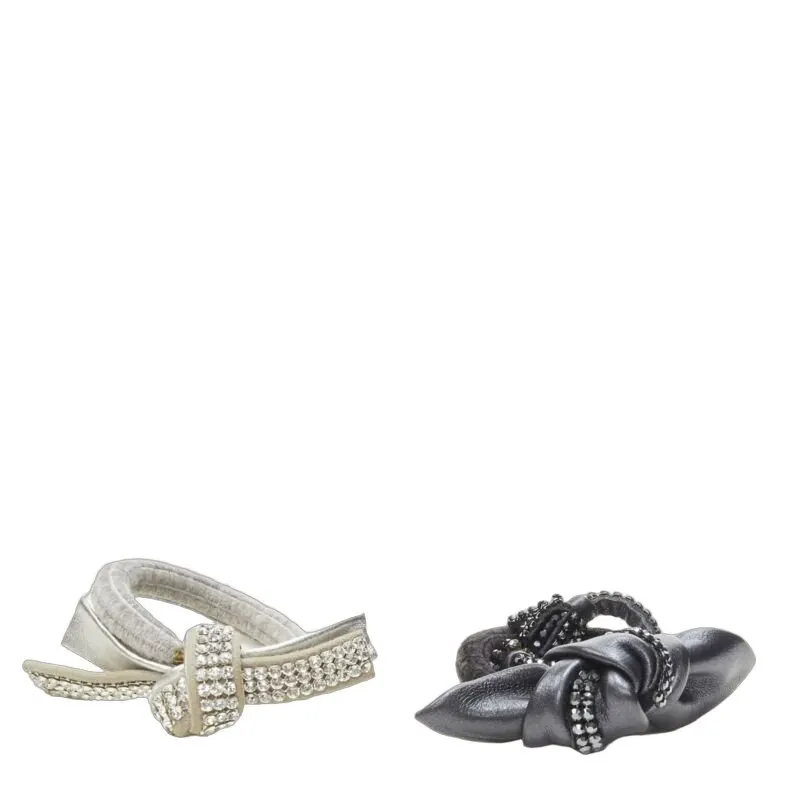 Unsigned Silver Tassel Hair Tie Black Never worn - Front View