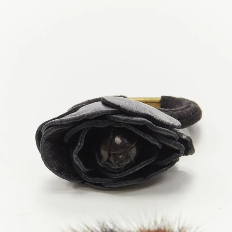 Unsigned Rose Fur Hair Tie MultiColor Leather Very good - Model View