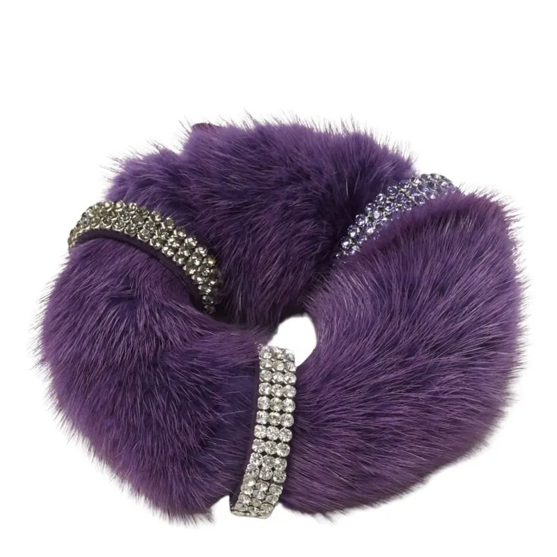 Unsigned Fur Crystal Scrunchie Purple Fur Never worn - Front View