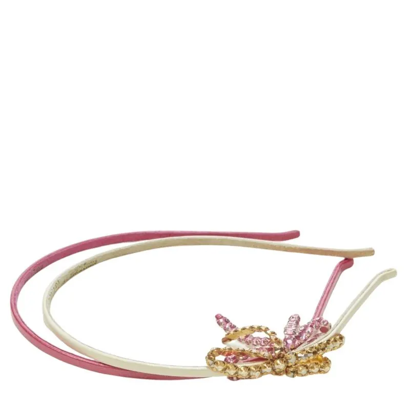 Unsigned Ribbon Bow Headband Pink Leather Very good - Front View