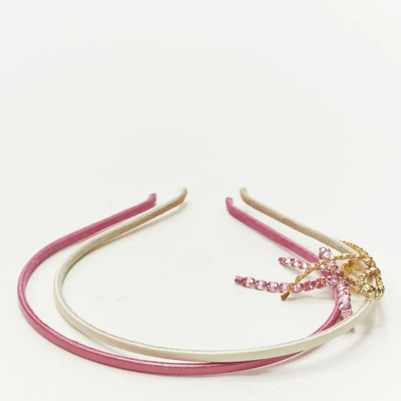 Unsigned Ribbon Bow Headband Pink Leather Very good - Inside View