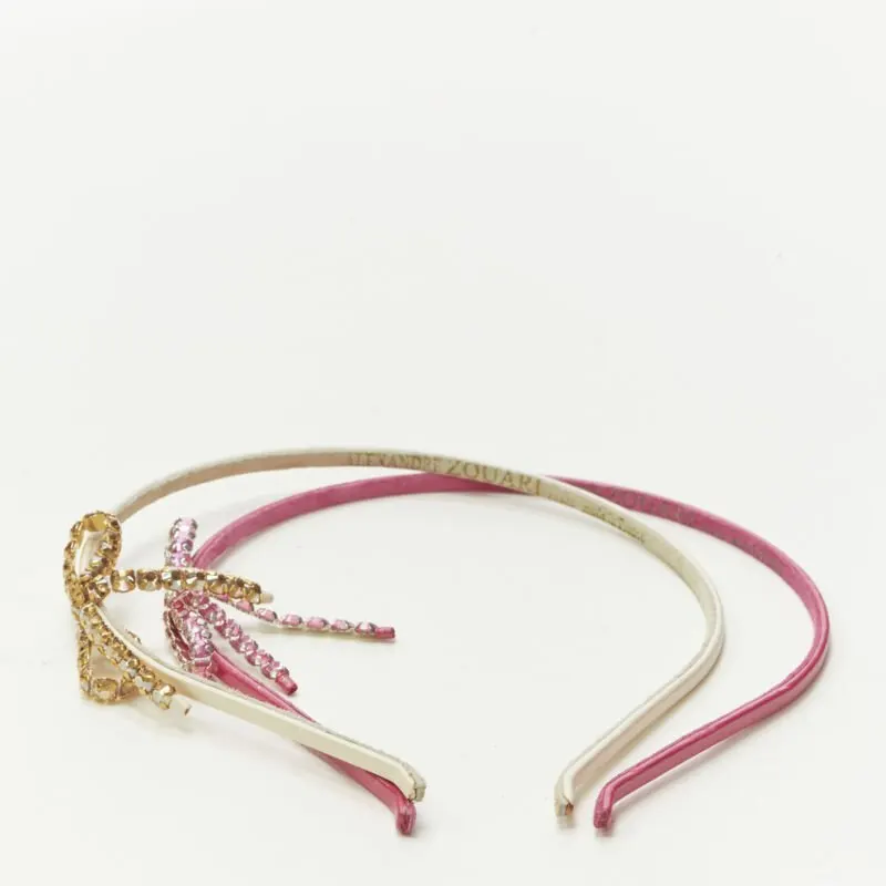Unsigned Ribbon Bow Headband Pink Leather Very good - Box View