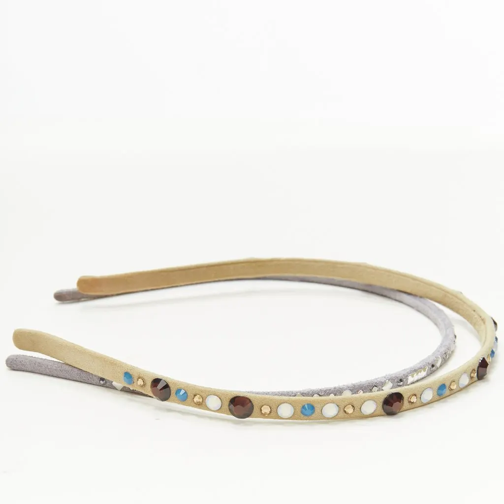 Unsigned Suede Rhinestone Band Beige Suede Good - Model View