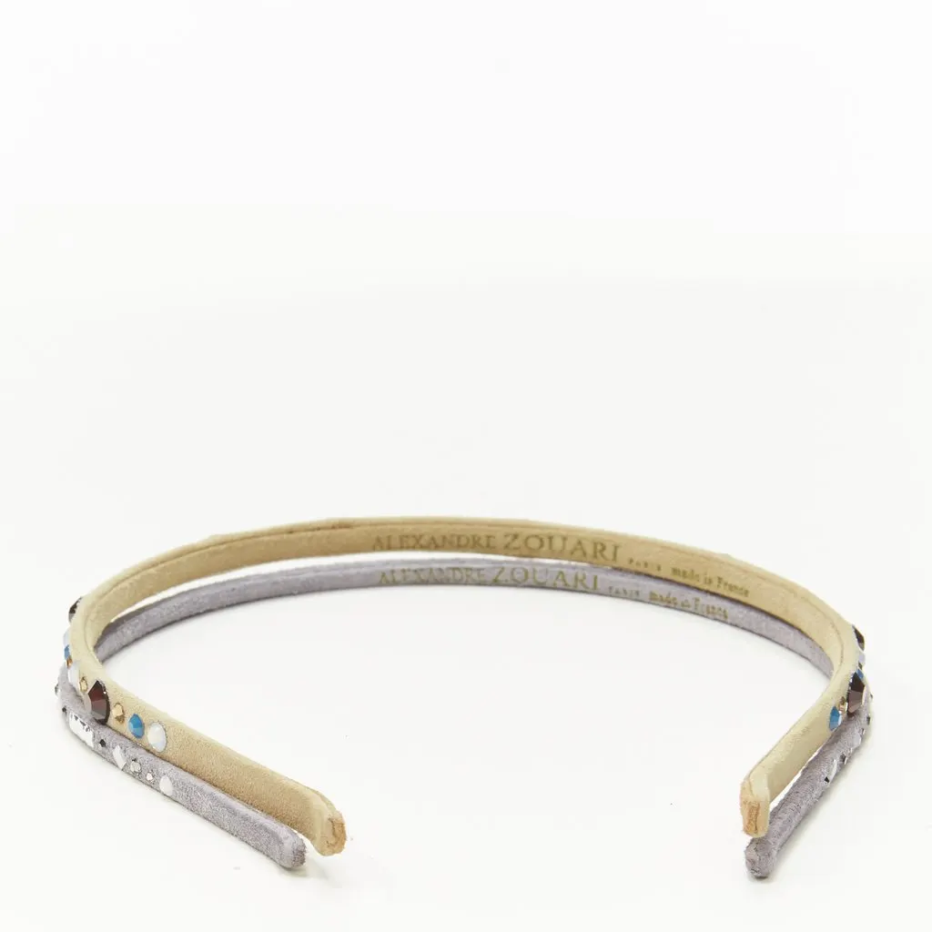 Unsigned Suede Rhinestone Band Beige Suede Good - Box View