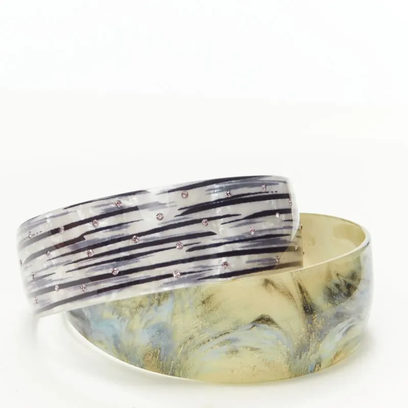 Unsigned Marble Acrylic Band MultiColor Plastic Never worn - Back View