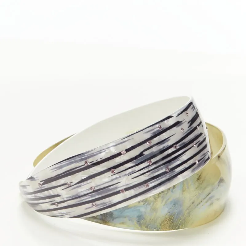 Unsigned Marble Acrylic Band MultiColor Plastic Never worn - Inside View