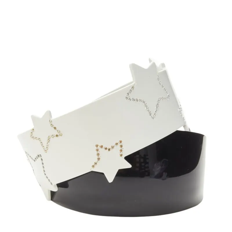 Unsigned Star Acrylic Headband White Plastic Never worn - Front View