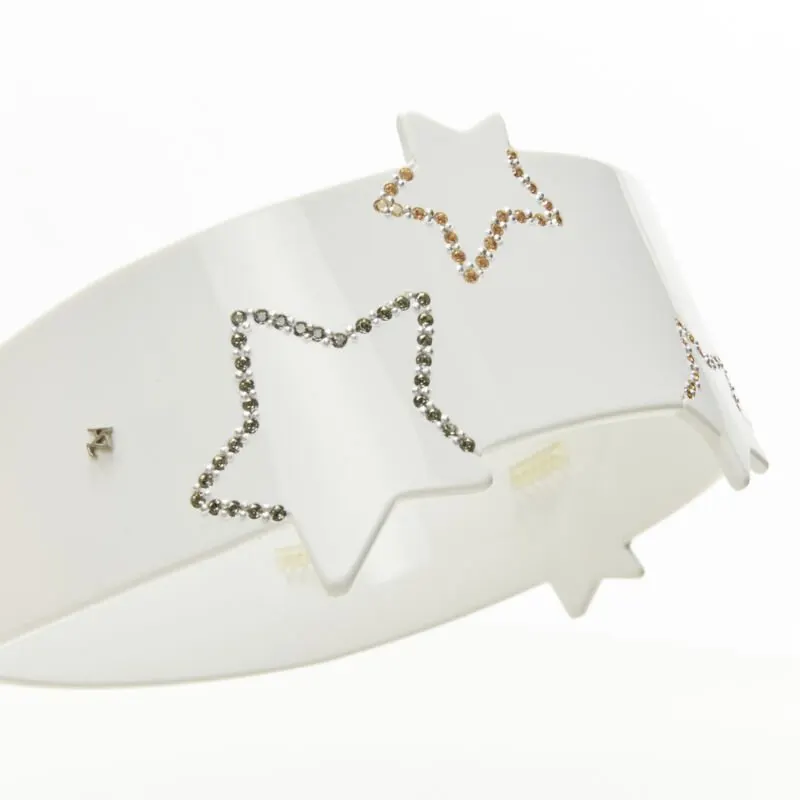 Unsigned Star Acrylic Headband White Plastic Never worn - Box View