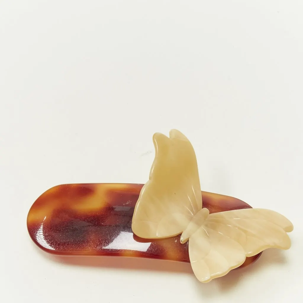 Unsigned Turtle Hair Clip Brown Plastic Good - Inside View