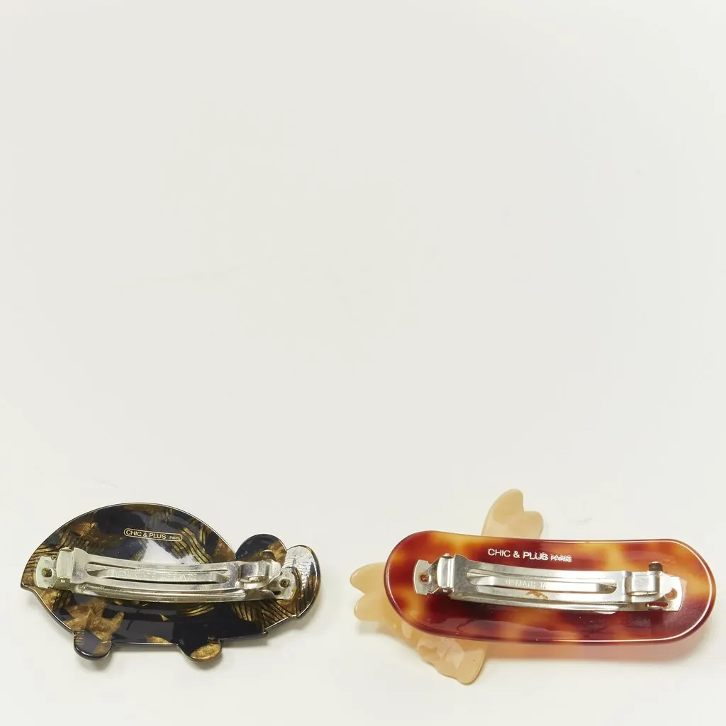 Unsigned Turtle Hair Clip Brown Plastic Good - Model View