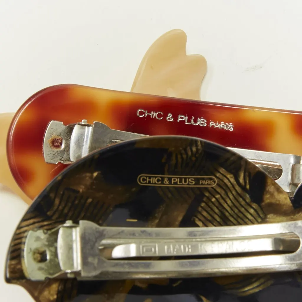 Unsigned Turtle Hair Clip Brown Plastic Good - Box View