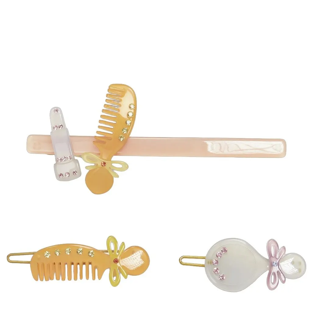 Unsigned Lipstick Hair Clips MultiColor Plastic Very good - Front View