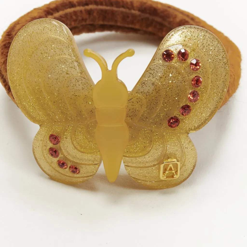 Unsigned Butterfly Hair Clips Yellow Plastic Never worn - Model View