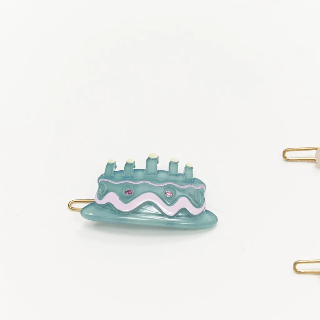 Unsigned Cake Hair Clips MultiColor Plastic Very good - Back View