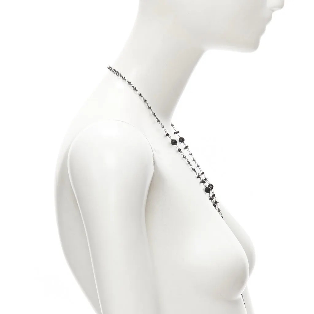Babylone Paris Crystal Rosary Necklace Black Metal Never worn - Inside View