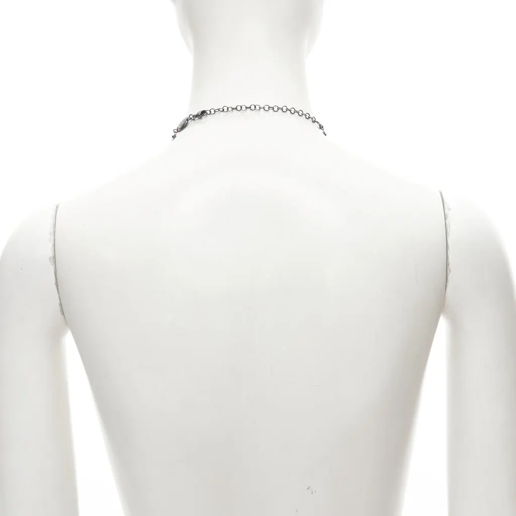 Babylone Paris Crystal Rosary Necklace Black Metal Never worn - Model View