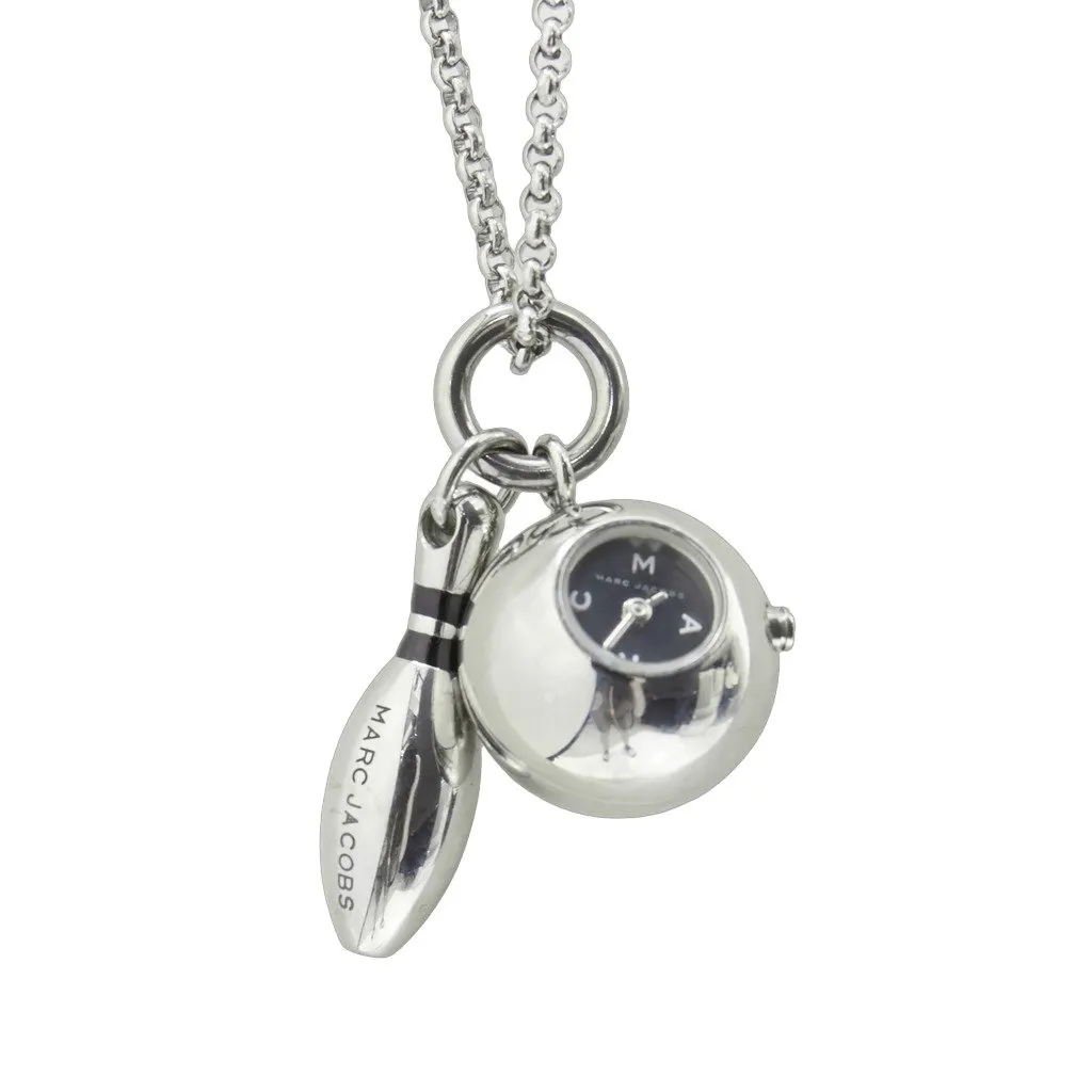 Marc Jacobs Bowling Pin Necklace Silver Metal Very good - Front View
