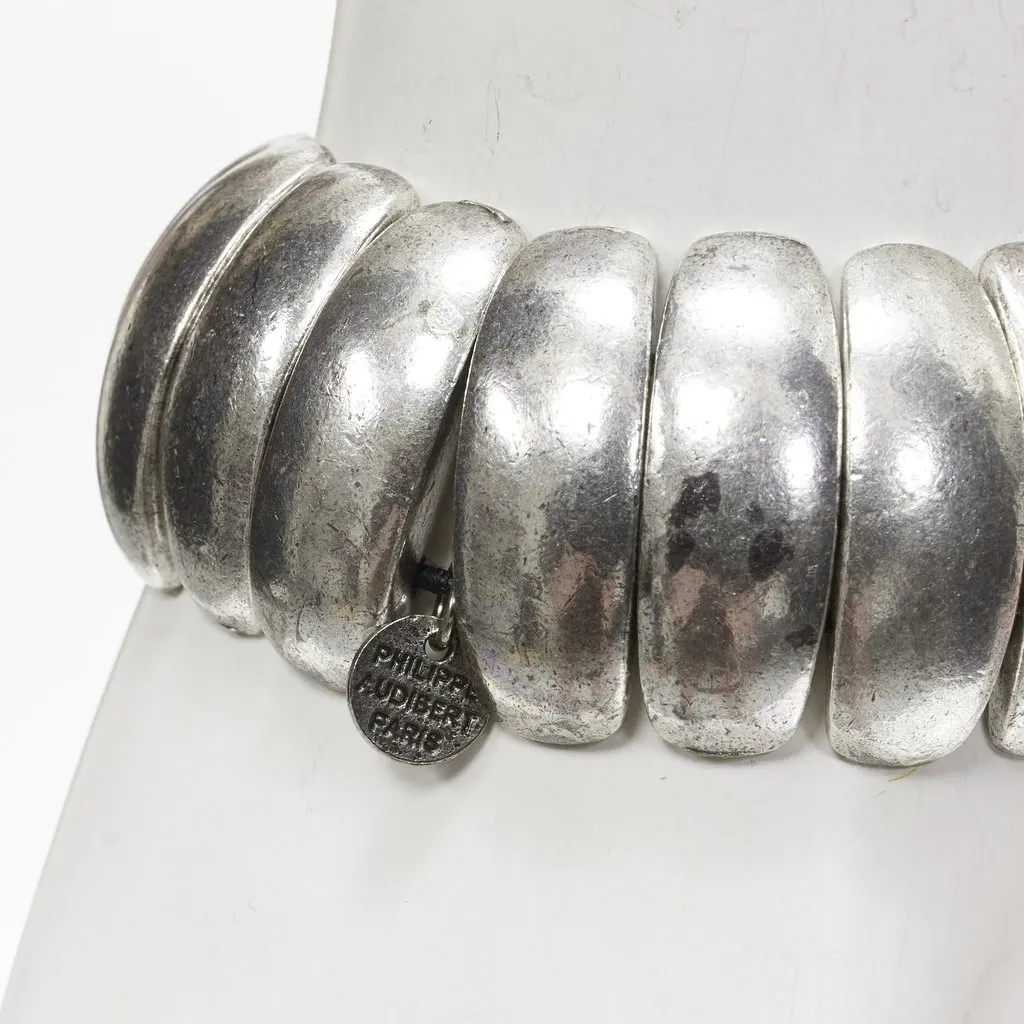 PHILIPPE AUDIBERT Antique Silver Logo Bracelet Silver Metal Fair - Back View