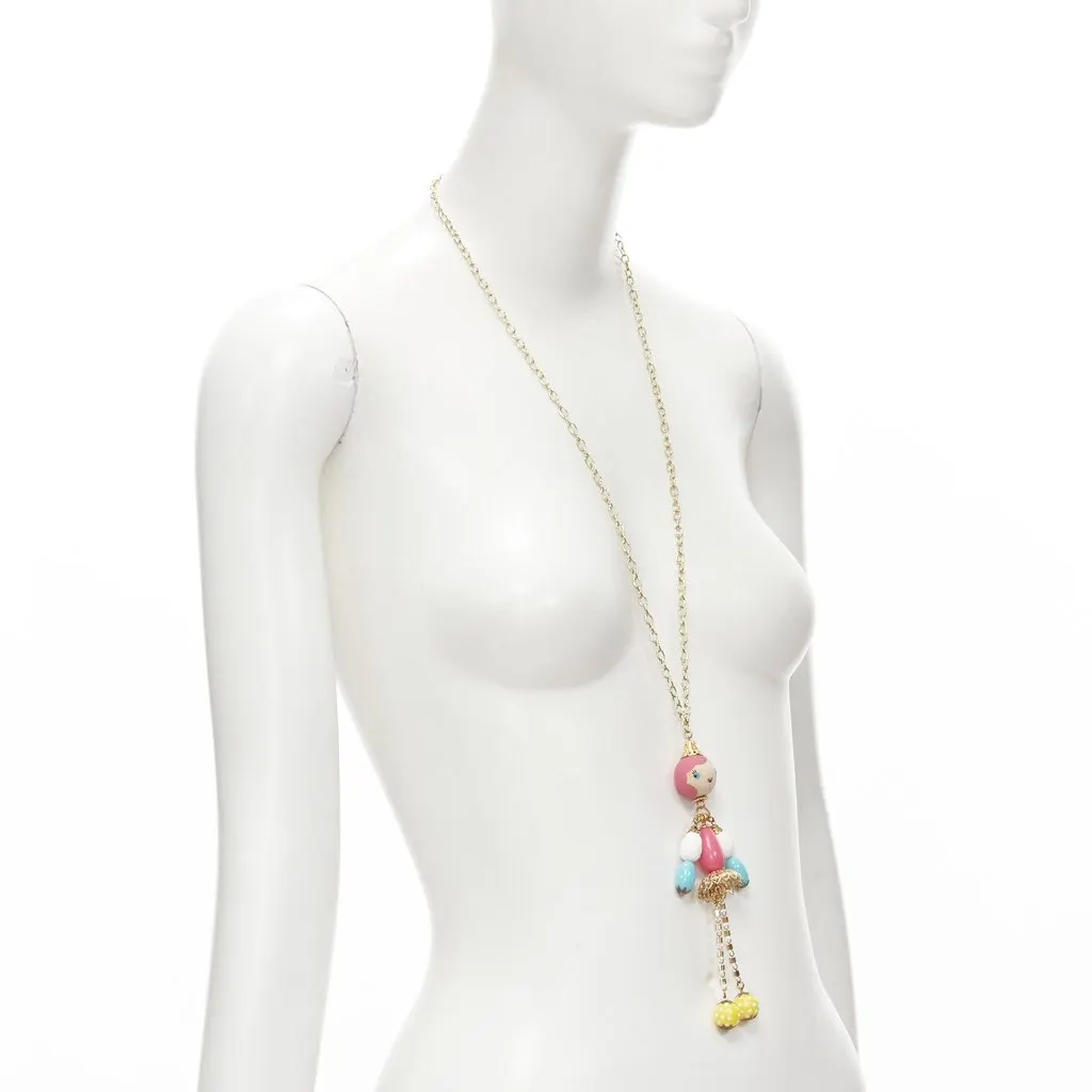 Unsigned Puppet Charm Necklace MultiColor Wood Very good - Inside View