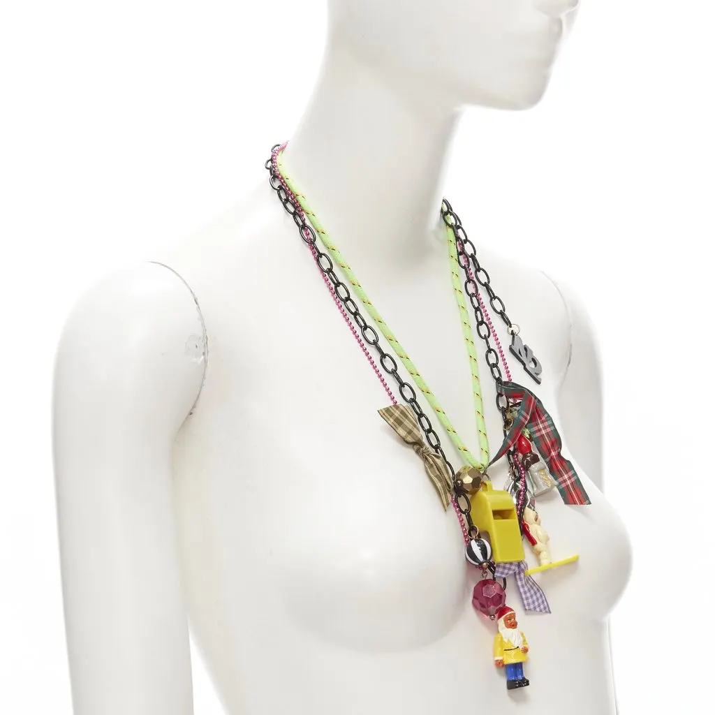 Les Néréides Gnomes Ribbon Necklace MultiColor Plastic Very good - Model View