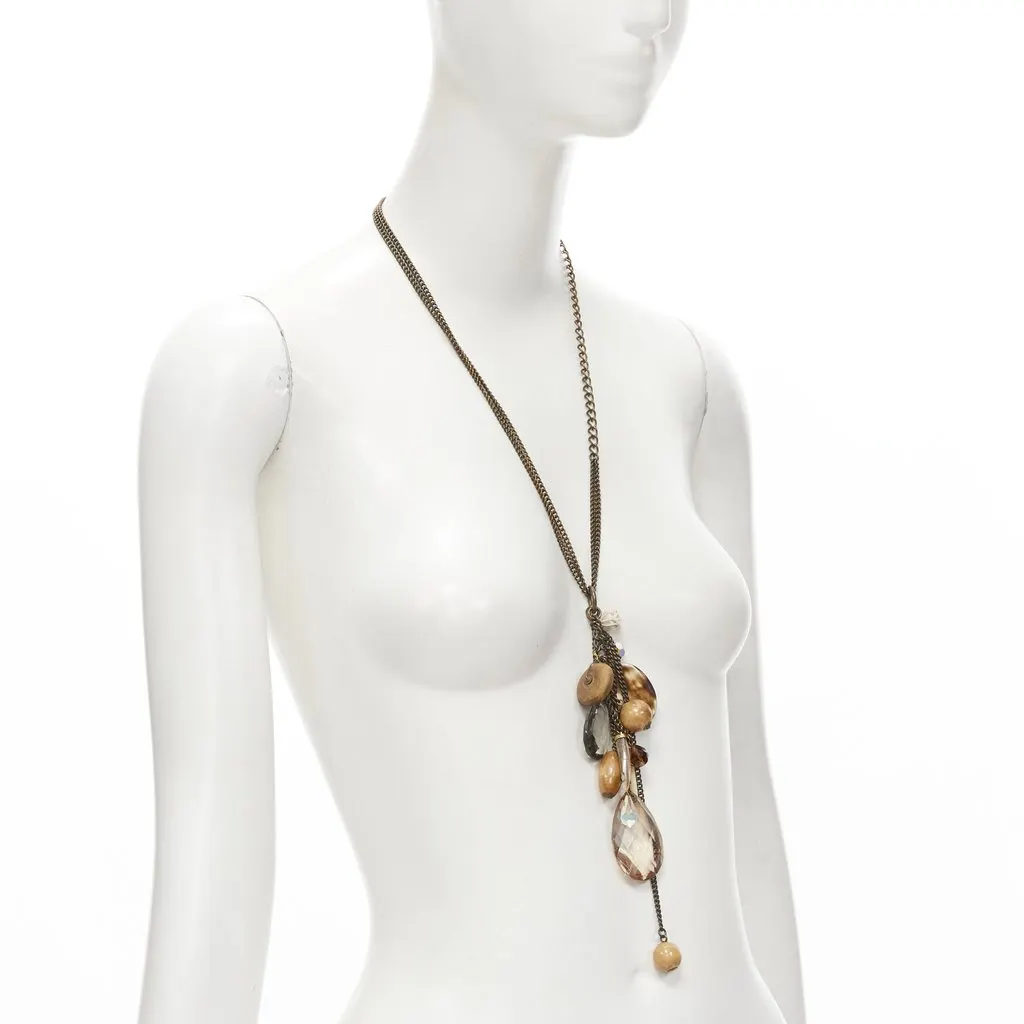 Mimco Acrylic Wood Necklace Brown Metal Very good - Inside View
