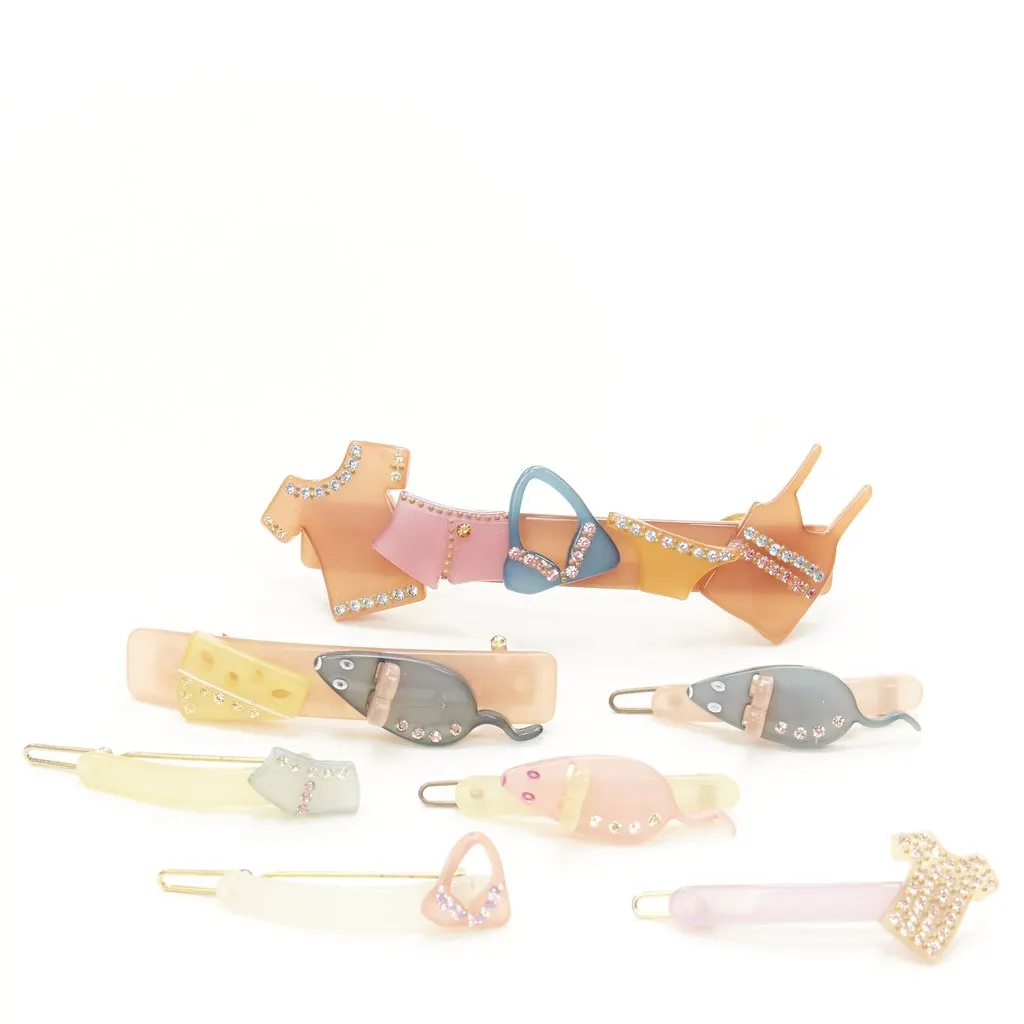 Unsigned Pastel Acrylic Clips MultiColor Plastic Very good - Front View