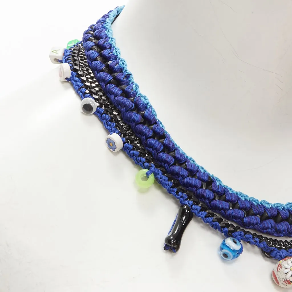 VENESSA ARIZAGA Charm Skull Necklace Blue Metal Never worn - Back View