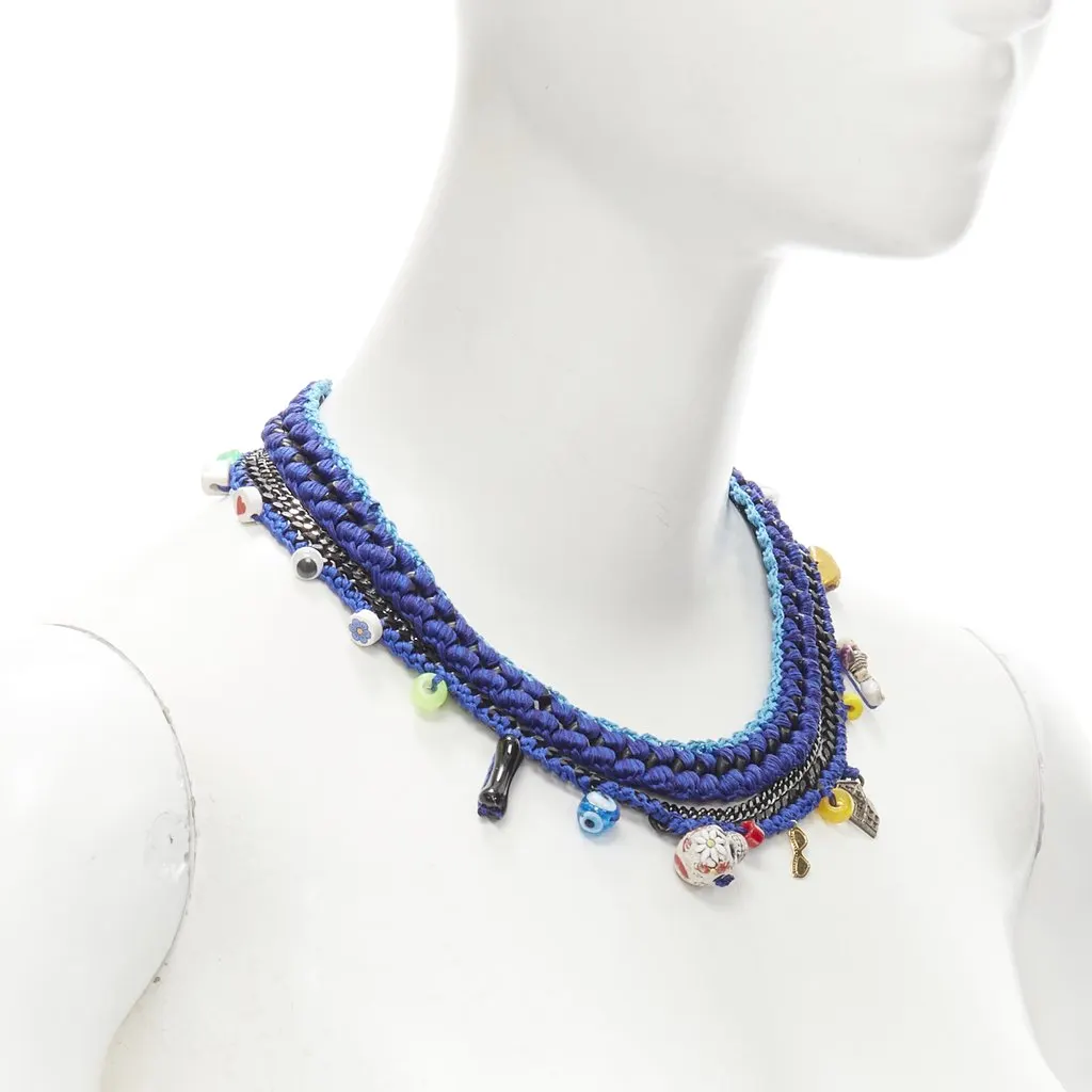 VENESSA ARIZAGA Charm Skull Necklace Blue Metal Never worn - Inside View