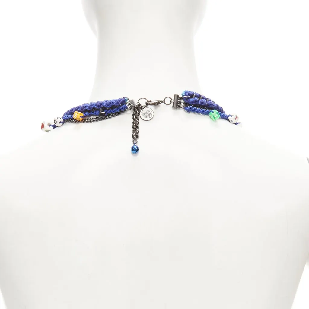 VENESSA ARIZAGA Charm Skull Necklace Blue Metal Never worn - Box View