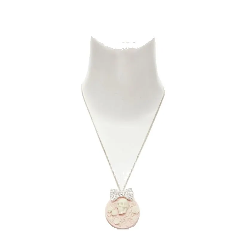 Unsigned Barocco Skull Necklace Pink Never worn - Front View