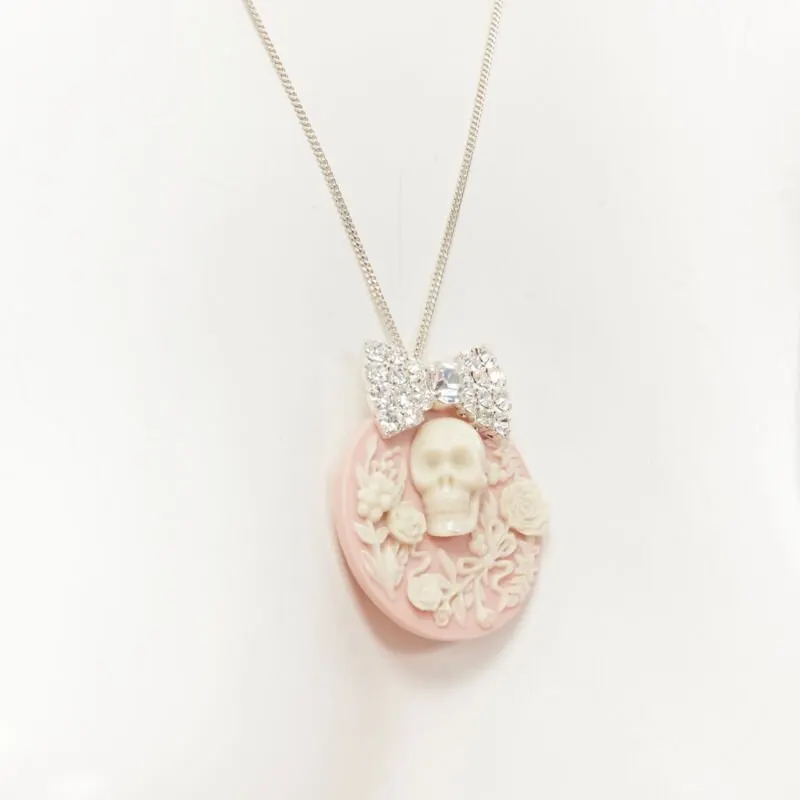 Unsigned Barocco Skull Necklace Pink Never worn - Back View