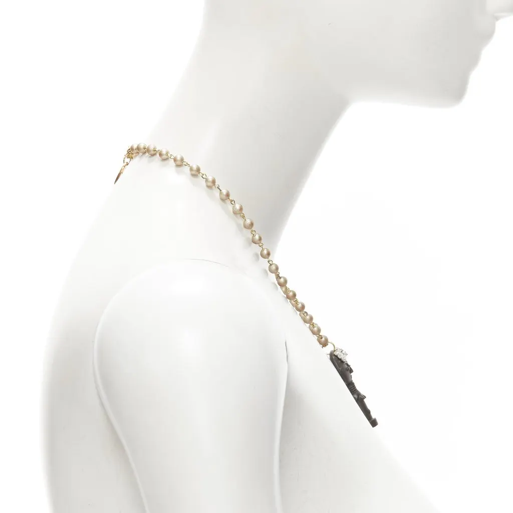 Unsigned Statue Pearl Necklace Beige Pearl Good - Inside View