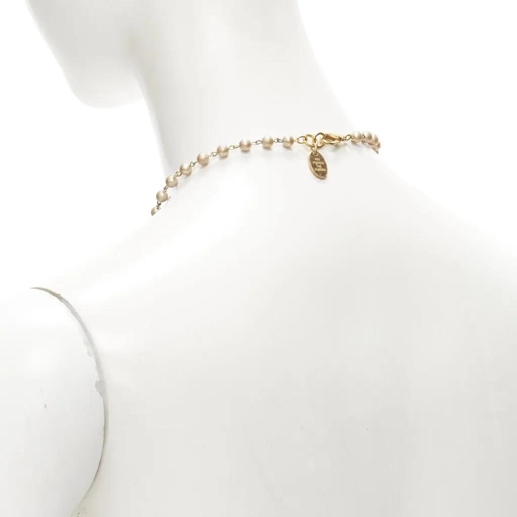 Unsigned Statue Pearl Necklace Beige Pearl Good - Box View