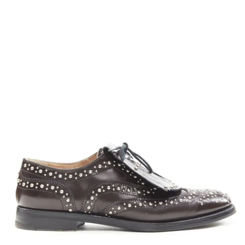Church's Studded Fringe Brogue Brown Leather Very good - Front View