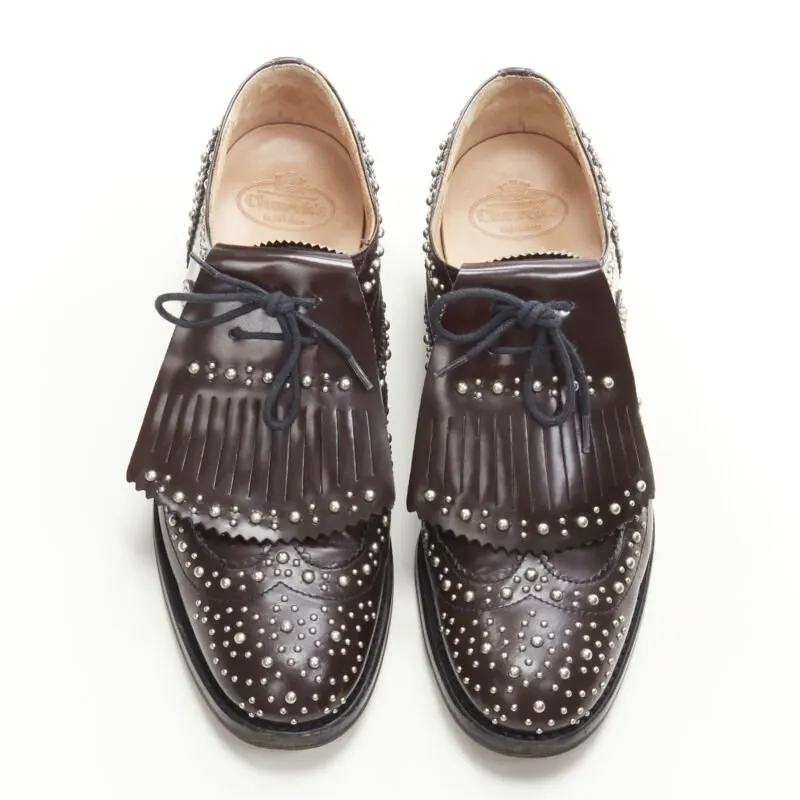 Church's Studded Fringe Brogue Brown Leather Very good - Inside View