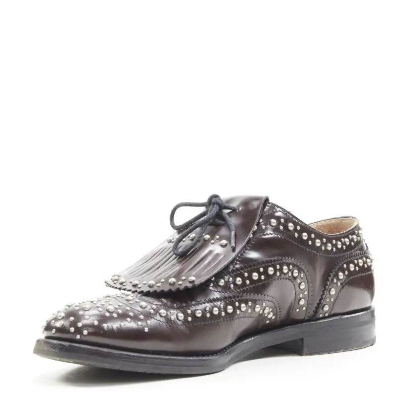 Church's Studded Fringe Brogue Brown Leather Very good - Model View