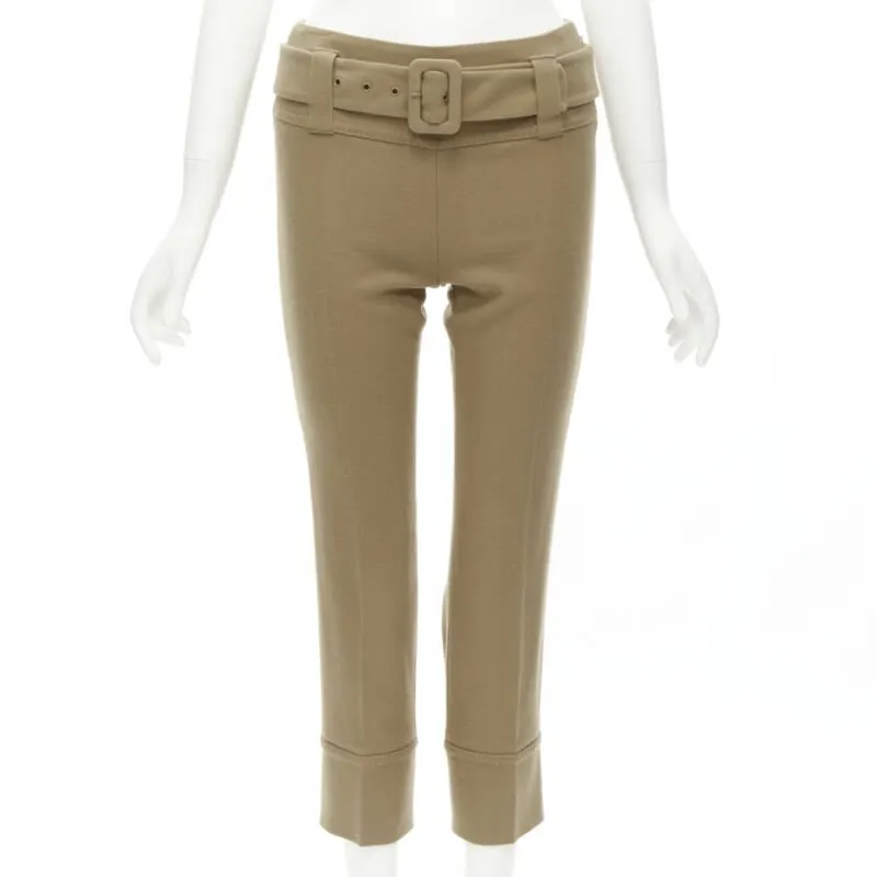 Prada Tan Cropped Pants Brown Wool Very good - Front View