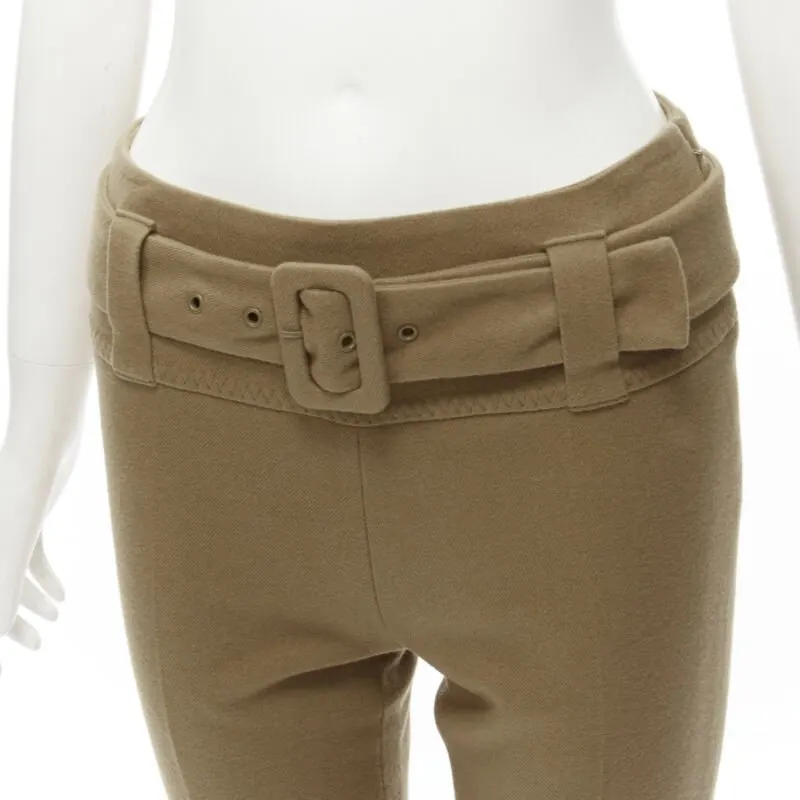 Prada Tan Cropped Pants Brown Wool Very good - Back View