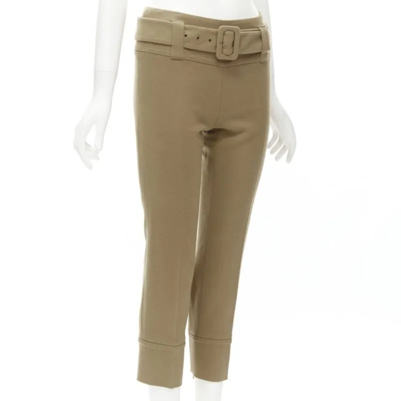 Prada Tan Cropped Pants Brown Wool Very good - Inside View