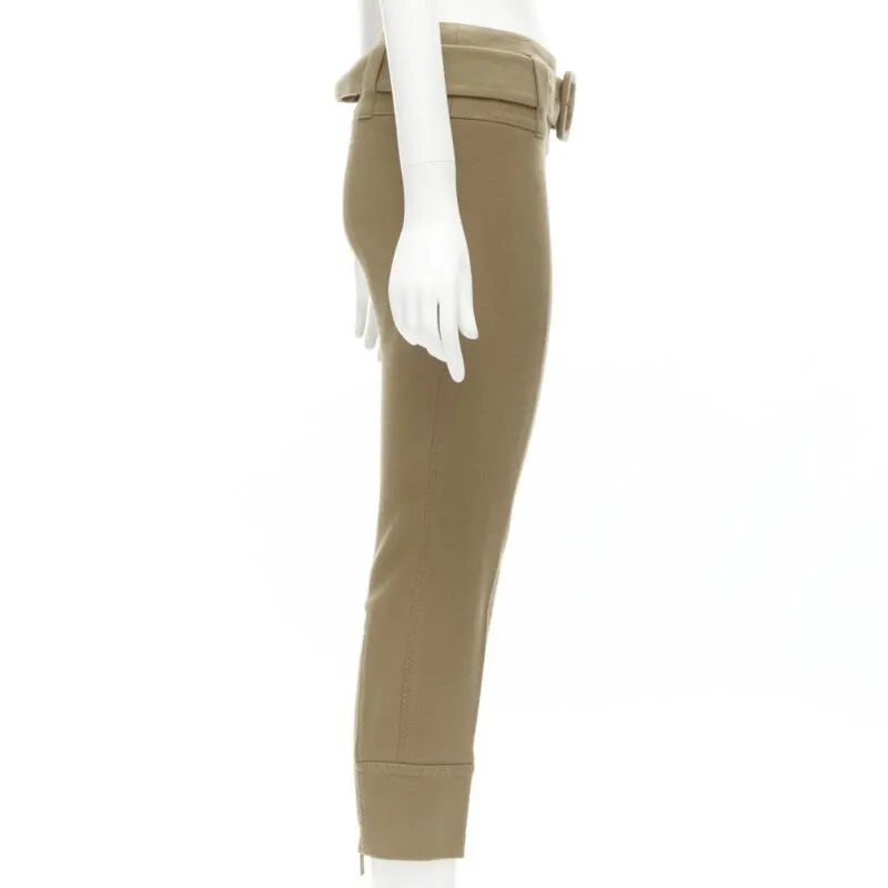 Prada Tan Cropped Pants Brown Wool Very good - Model View