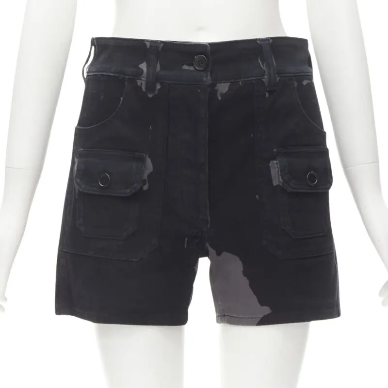 Prada Camo Cargo Shorts Black Cotton Very good - Front View
