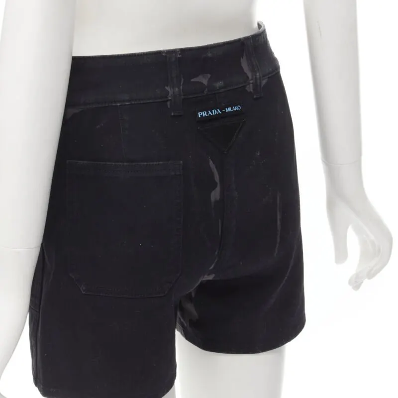 Prada Camo Cargo Shorts Black Cotton Very good - Back View