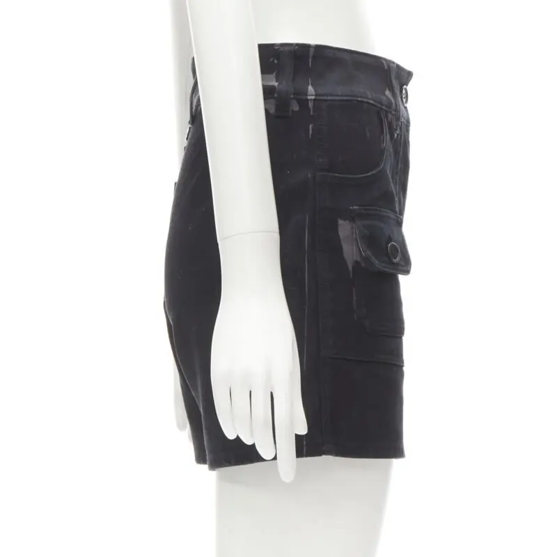 Prada Camo Cargo Shorts Black Cotton Very good - Model View