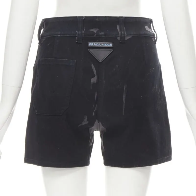 Prada Camo Cargo Shorts Black Cotton Very good - Box View