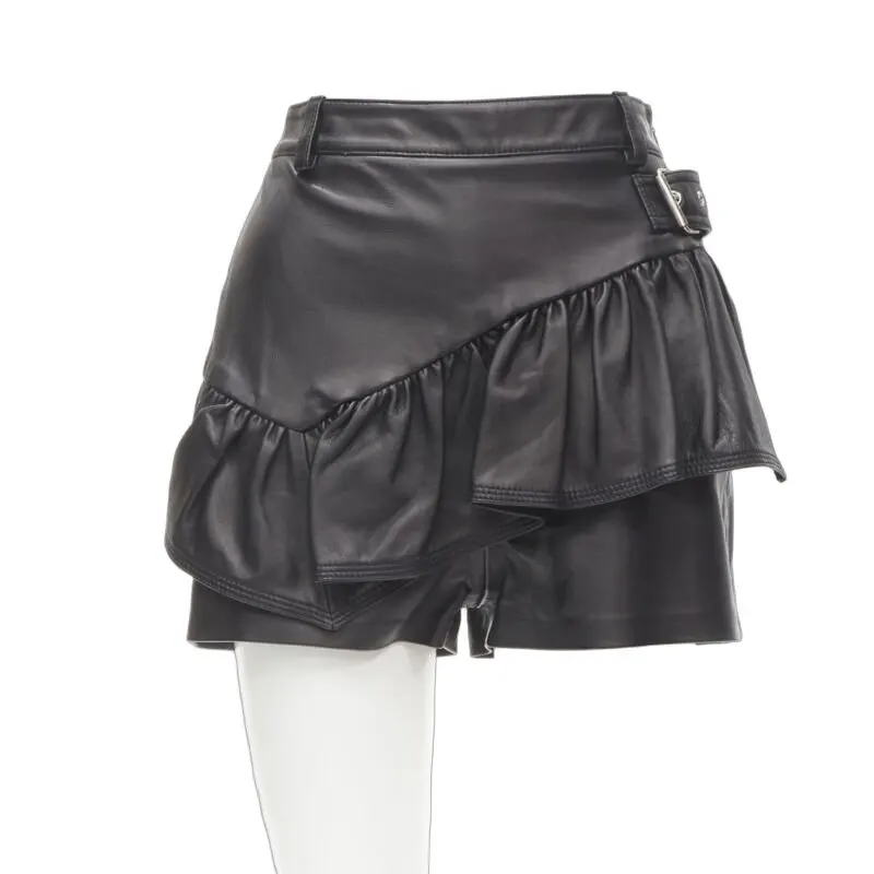 3.1 Phillip Lim Biker Leather Shorts Black Leather Very good - Front View