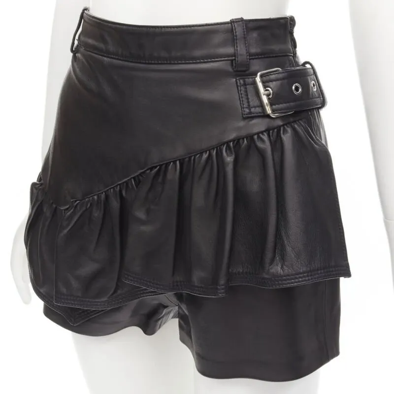 3.1 Phillip Lim Biker Leather Shorts Black Leather Very good - Back View