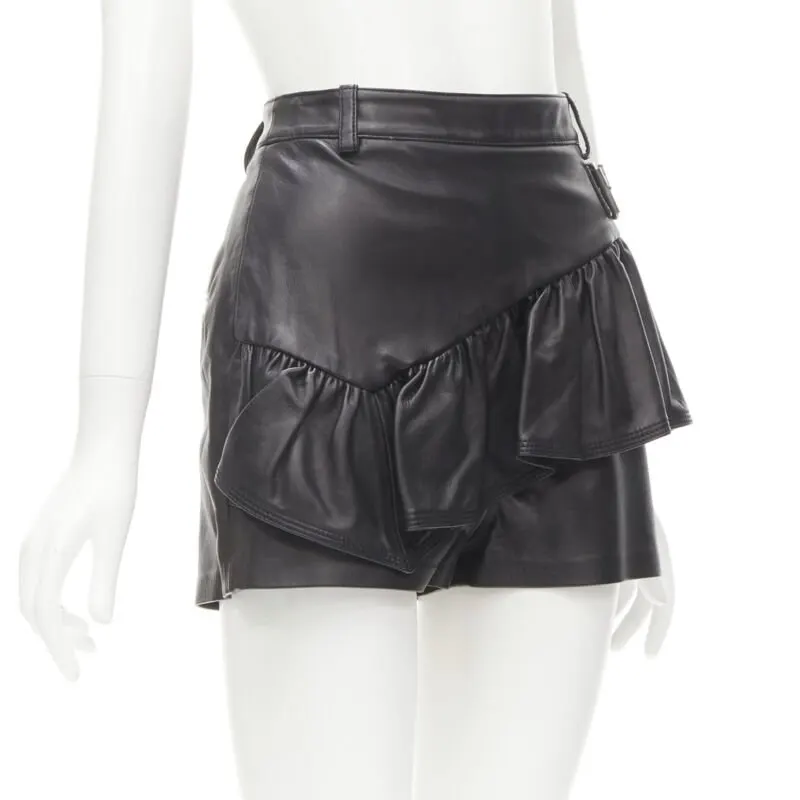 3.1 Phillip Lim Biker Leather Shorts Black Leather Very good - Inside View