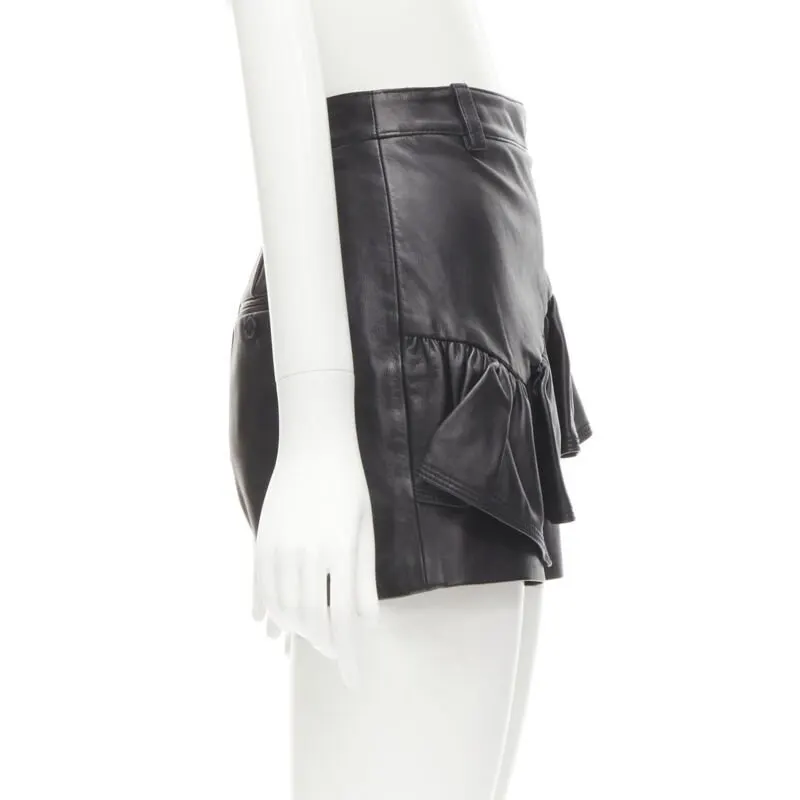 3.1 Phillip Lim Biker Leather Shorts Black Leather Very good - Model View